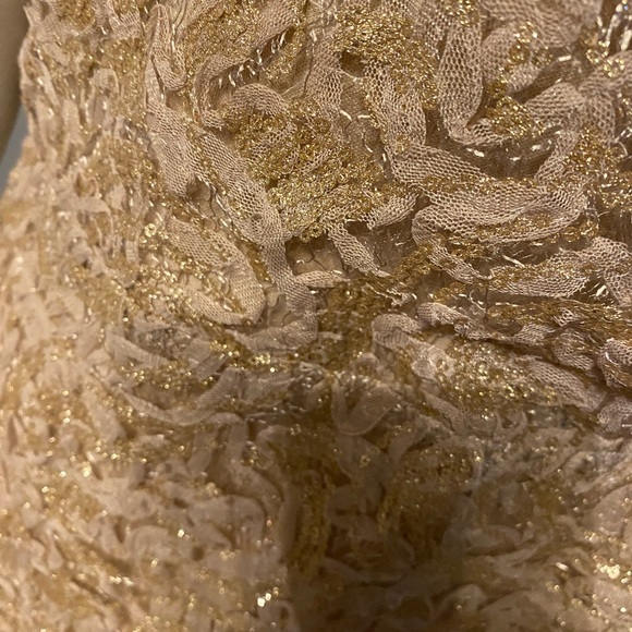 Boohoo Tia gold sequin lace wrap top dress US16 - Picture 4 of 13
